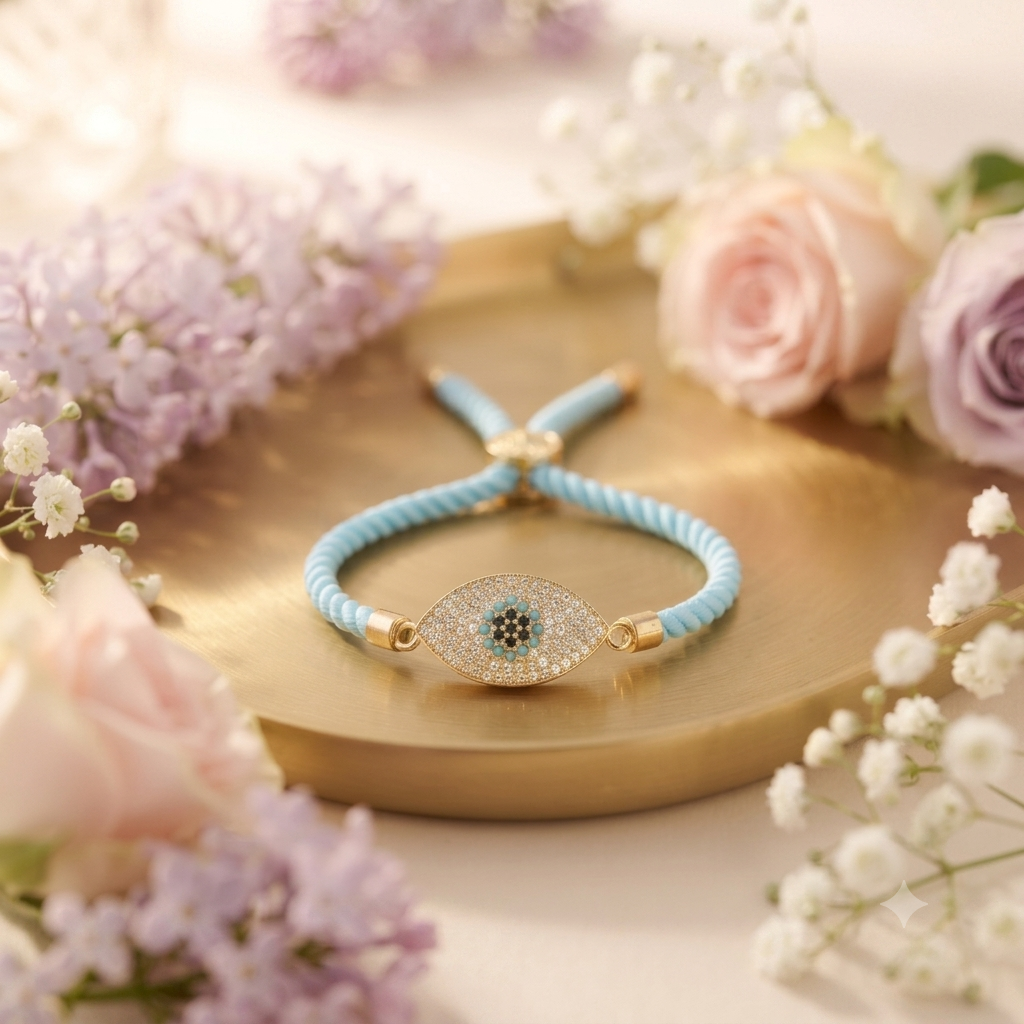 Evil Eye American Diamond (AD) Bracelet Rakhi