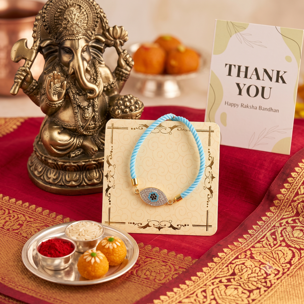 Evil Eye American Diamond (AD) Bracelet Rakhi