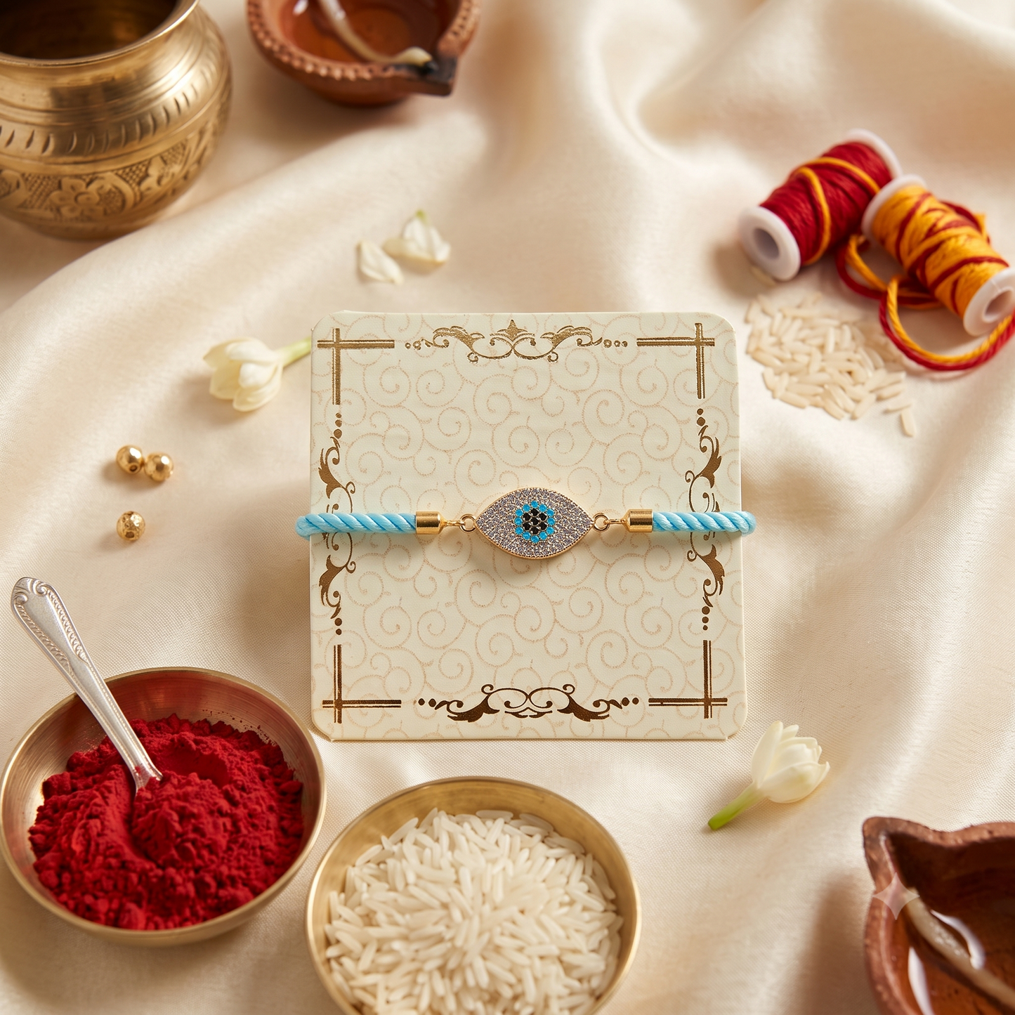 Evil Eye American Diamond (AD) Bracelet Rakhi