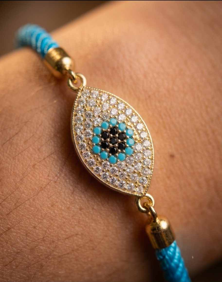 Evil Eye American Diamond (AD) Bracelet Rakhi