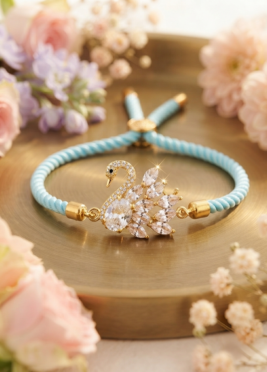 Swan American Diamond (AD) Bracelet Rakhi