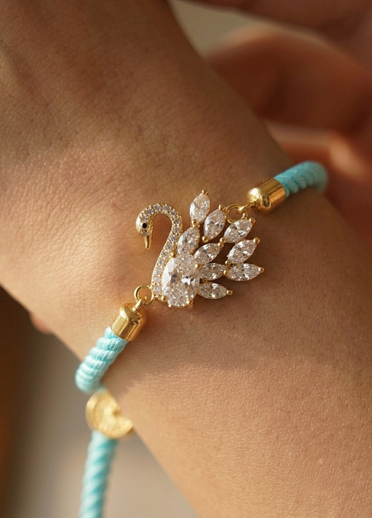 Swan American Diamond (AD) Bracelet Rakhi
