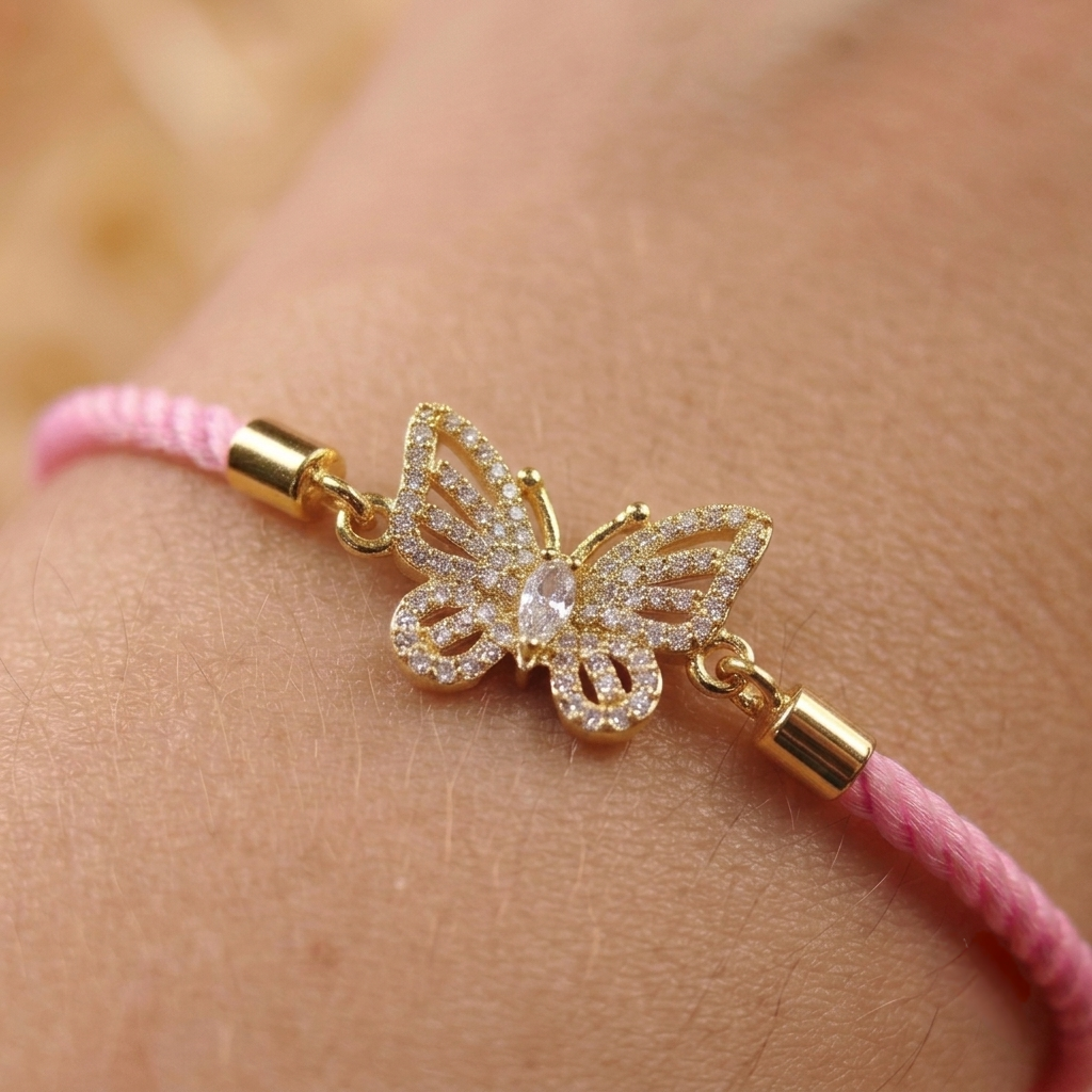 Butterfly American Diamond (AD) Bracelet Rakhi